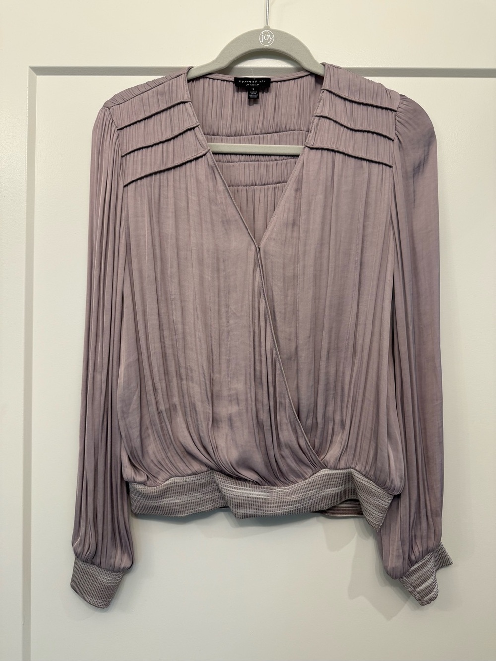 Current Air Mauve Pleated Surplice Blouse